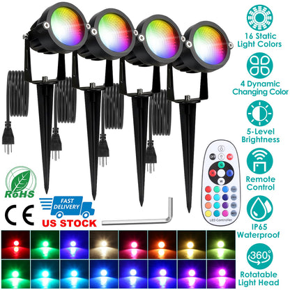 RGBW Landscape Spotlight Set with Remote Control (4-Pack)
