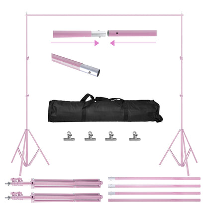 6.5 x 10ft Photo Video Studio Backdrop Background Stand Adjustable Heavy Duty Photography Backdrop Support Stand Set wit