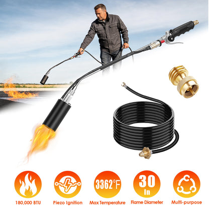 180,000 BTU Propane Weed Torch with 10FT Hose & Piezo Ignition