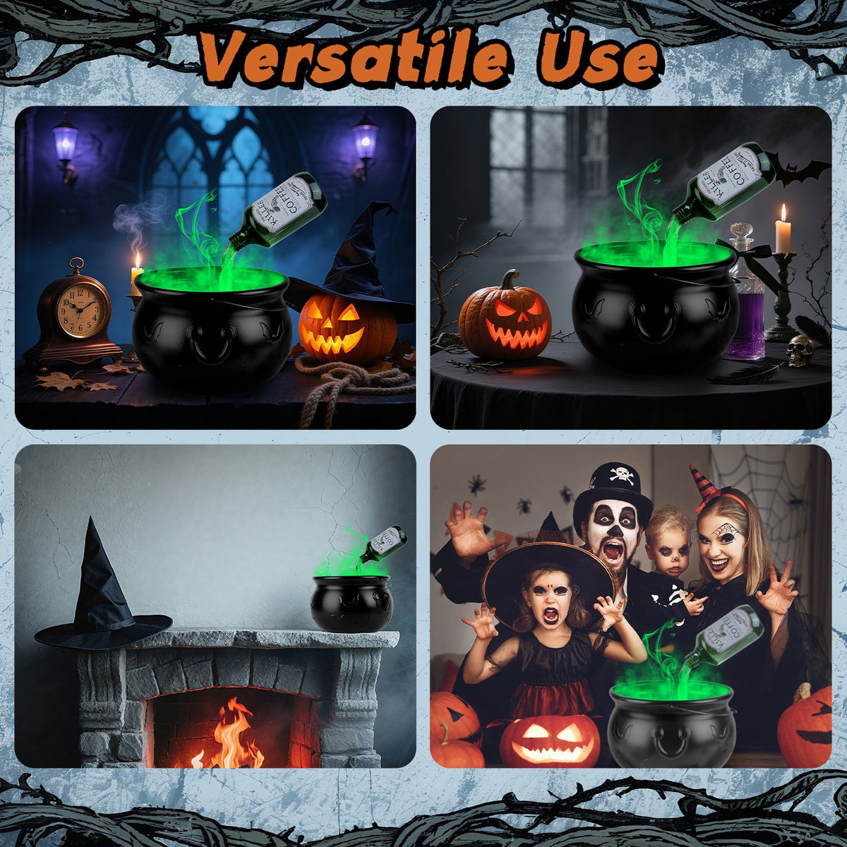 Floating Bottle Witch Cauldron with Mist Maker & Green Light