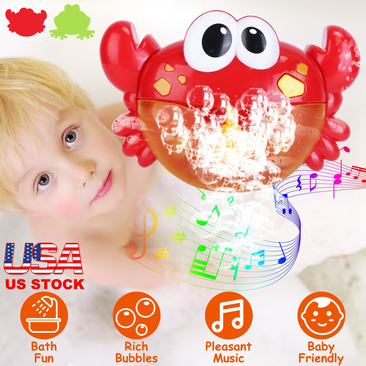 Musical Bubble Bath Maker Toy with Suction Cups for Toddlers
