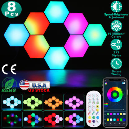 Hexagon Light Panels 8-Pack RGBW Smart LED Wall Lights