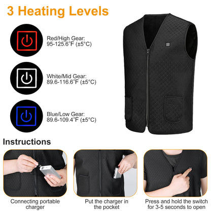 USB Heated Vest with 5 Heating Zones - 3 Temperature Settings