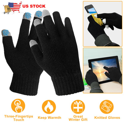 Unisex Touch Screen Gloves Full Finger Winter Warm Knitted Gloves For Warmth Running Cycling Camping Hiking