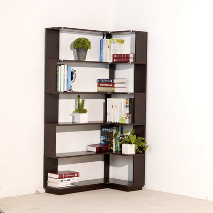 5-Tier L-Shaped Corner Bookshelf with 6 Open Shelves