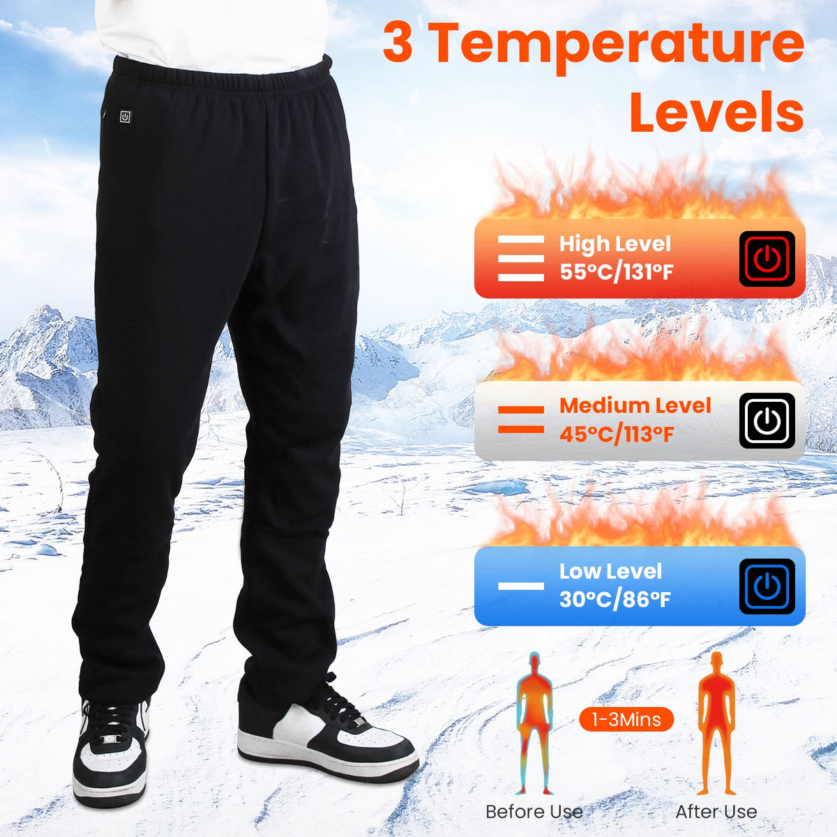 Heated Pants with 12 Heating Zones USB Powered