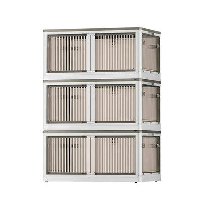 Foldable Storage Bins with Lids & Wheels - 3 Pack Stackable