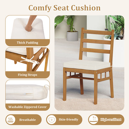 Acacia Wood Dining Chairs Set of 4 with Padded Cushions