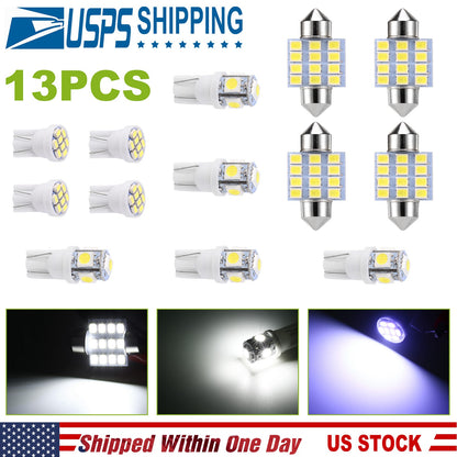 LED Interior Light Kit for Cars - 13 Piece T10 & 31mm Bulb Set