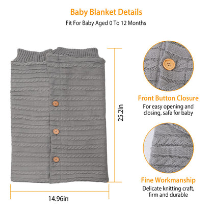 Baby Knit Swaddle Blanket with Button Closure 0-12 Months