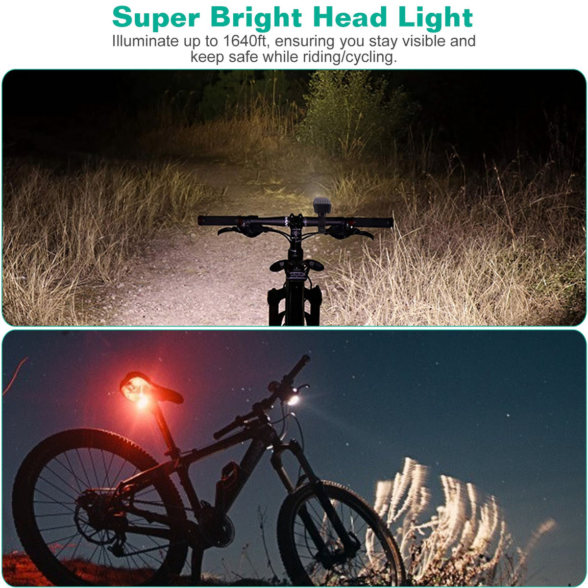 USB Rechargeable Bike Light Set with Headlight and Taillight