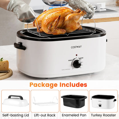 22QT Electric Roaster Oven Turkey Roaster with Visible and Self-Basting Lid