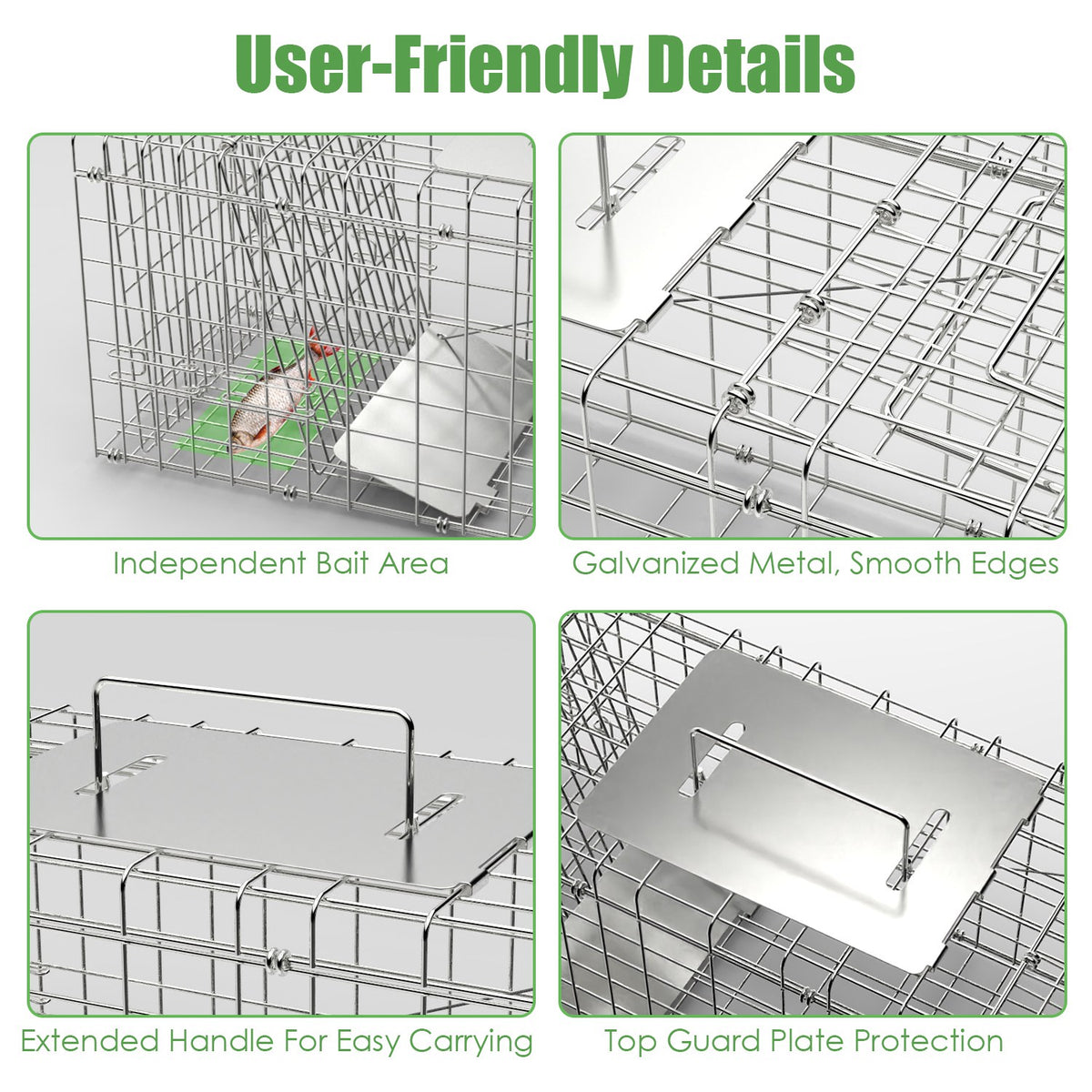 Live Animal Trap Cage 31" Folding with Waterproof Cover