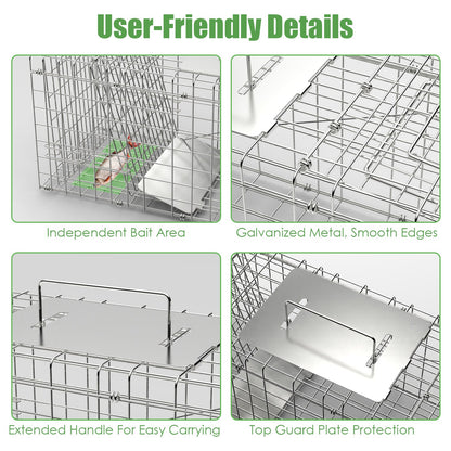 Live Animal Trap Cage 31" Folding with Waterproof Cover