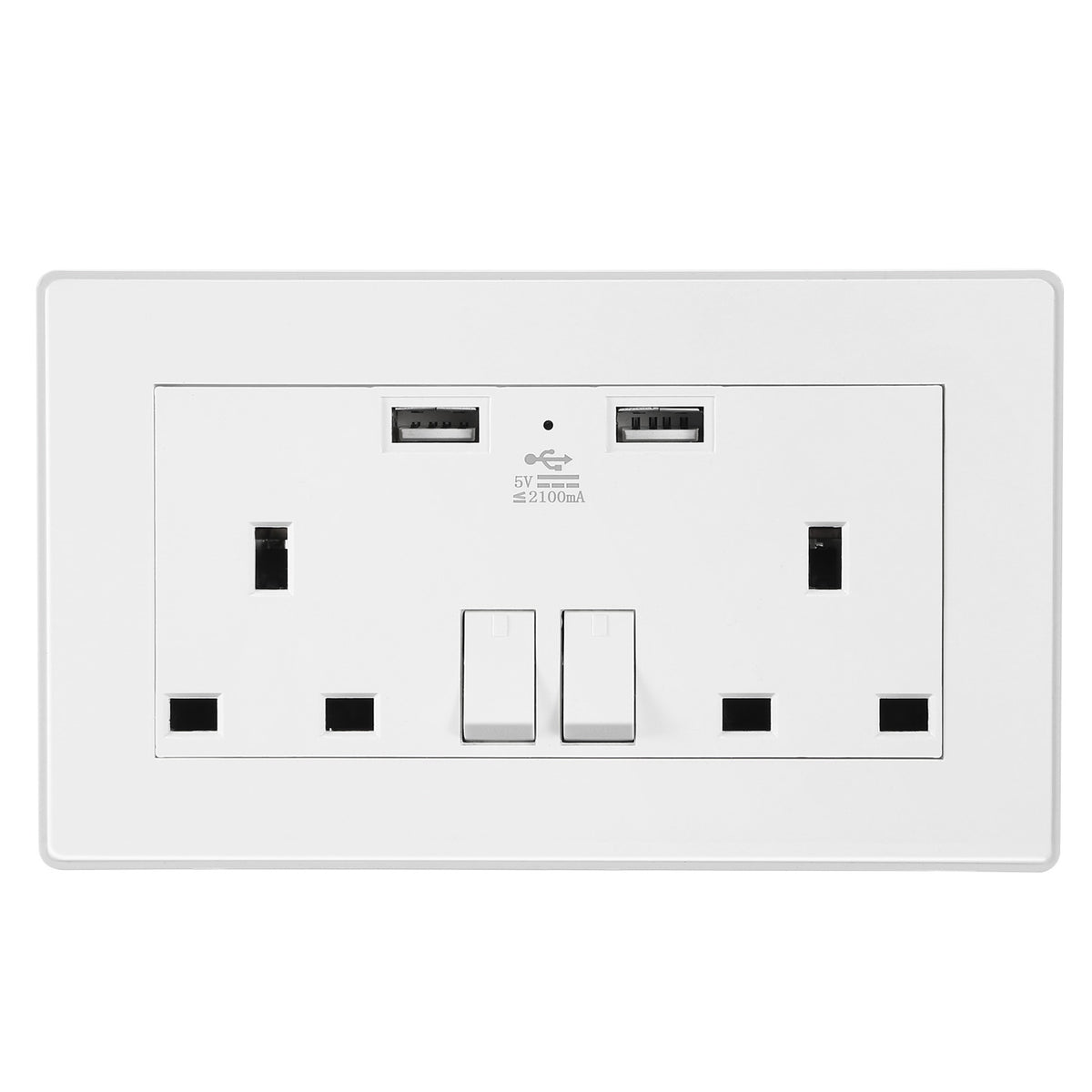 UK Dual Wall Socket with USB Charging Ports & Switches