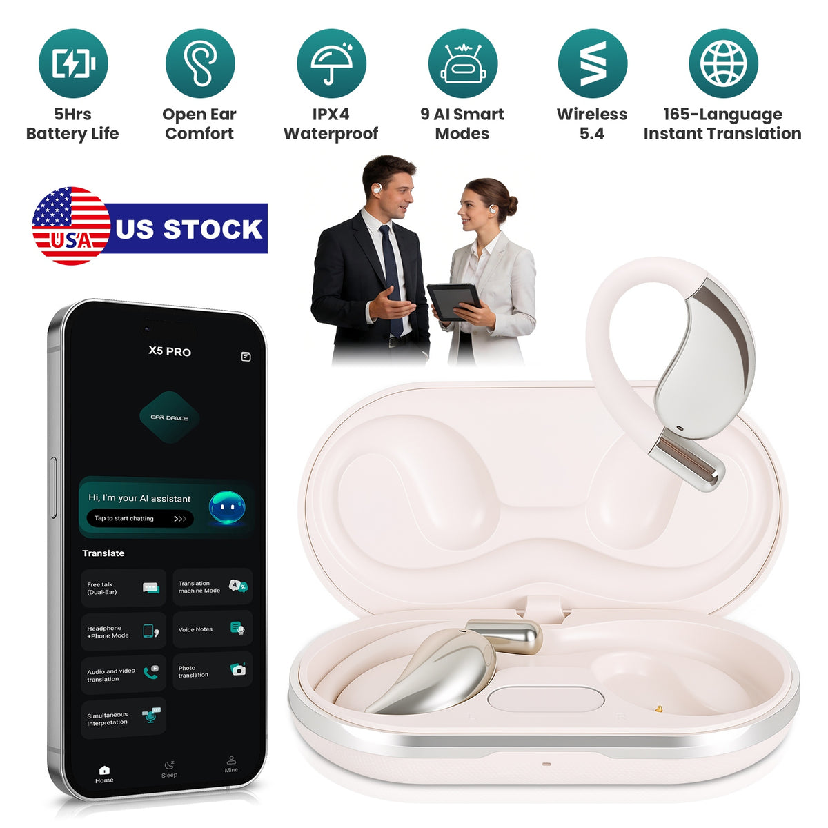 AI Translation Earbuds with 165 Languages & Real-Time Voice