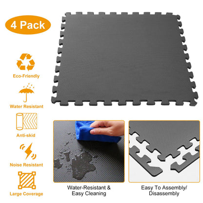 Interlocking Foam Floor Mats – 4-Pack EVA Puzzle Tiles