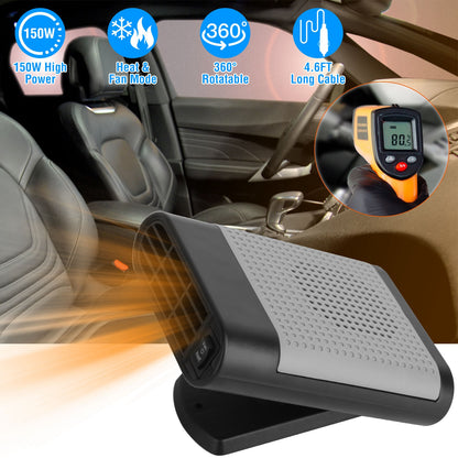 Portable Car Heater 150W 2-in-1 Defroster Fan with 360° Base