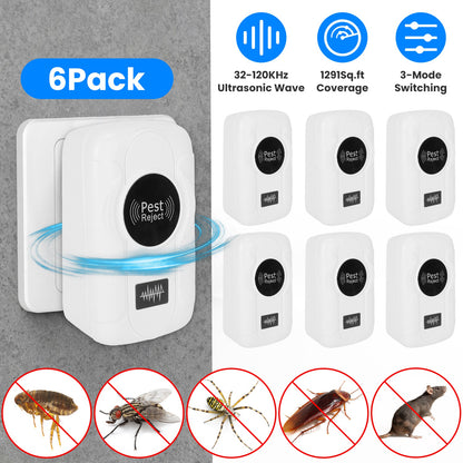 Ultrasonic Pest Repeller 6-Pack Indoor Plug-In Bug Control