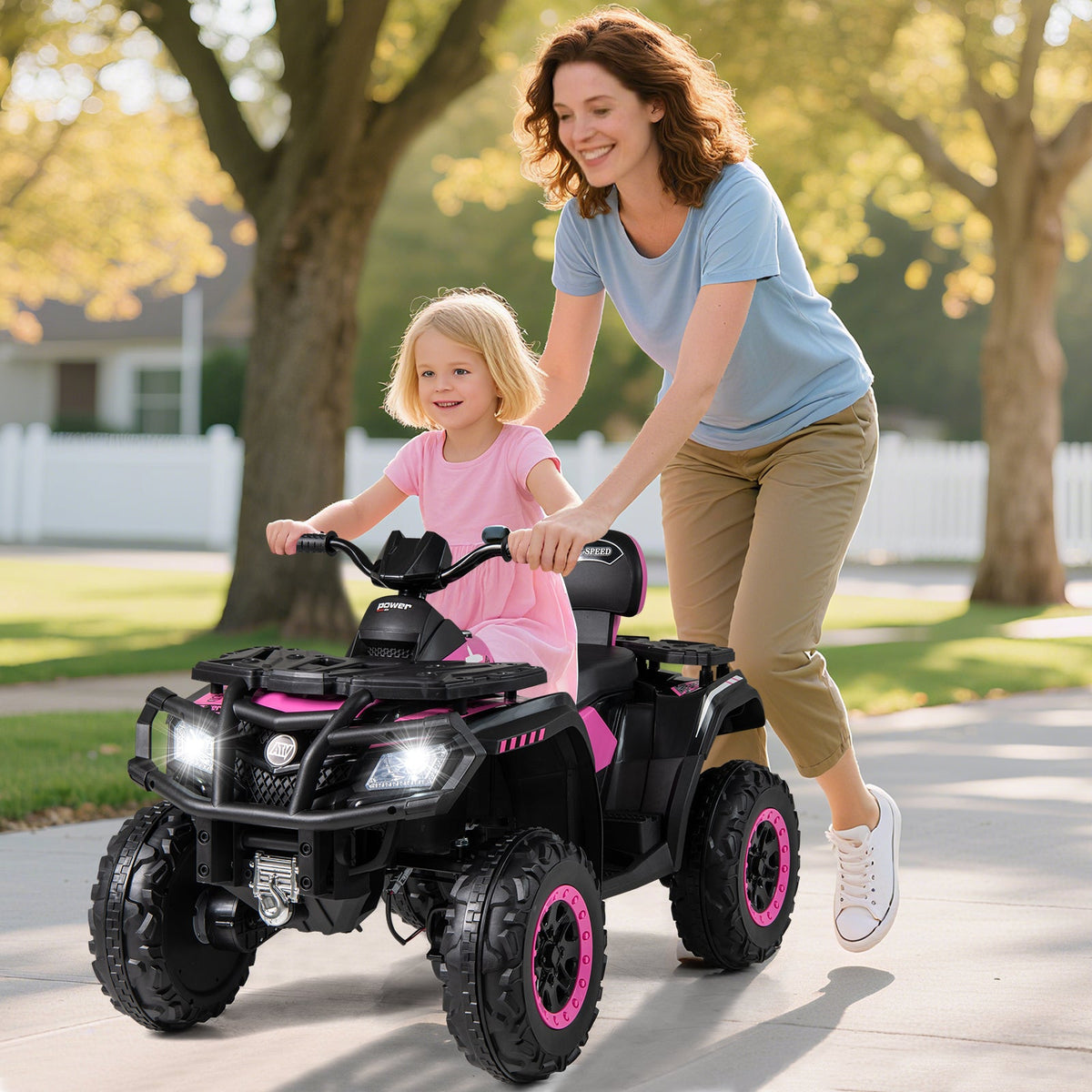24V Kids ATV 2-Seater with 4 Motors with LED Lights and Music