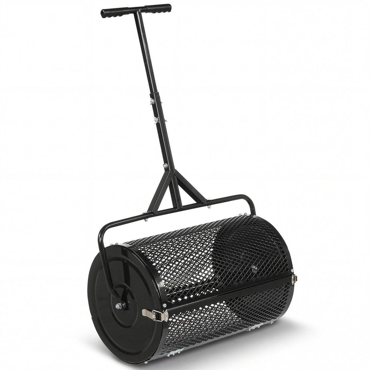 24 Inch Compost Spreader Peat Moss Spreader Roller with Height-Adjustable T-Shaped Handle