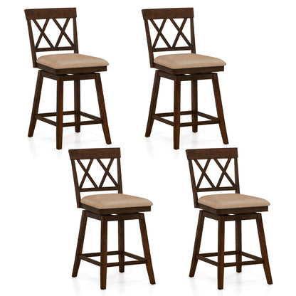 24 Inch Counter Height Barstools Set of 4 with Backrest and Upholstered Seat Cushion