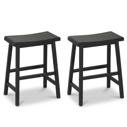 24 Inch Counter Height Stools Solid Wood Saddle Bar Stools Set of 2
