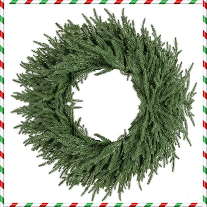 24 Inch Pre-lit Christmas Wreath with 108 Branch Tips and 35 Warm White LED Lights for Wall Window