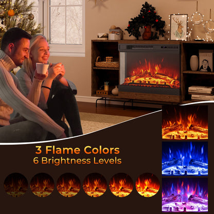 24 Inches 3-Sided Glass Electric Fireplace Heater with Remote Control