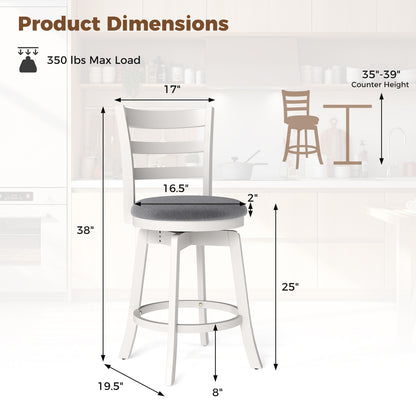 Swivel Bar Stools Set of 2 with Upholstered Seat