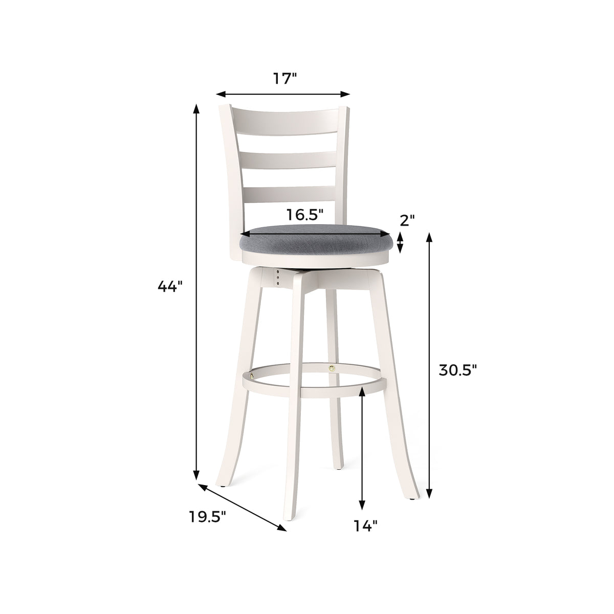 Swivel Bar Stools Set of 2 with Upholstered Seat