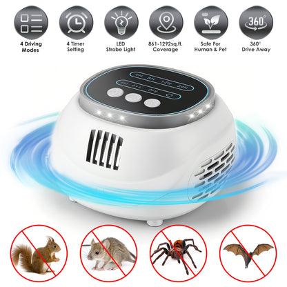 Ultrasonic Rodent Repeller with 4 Modes & Strobe Light