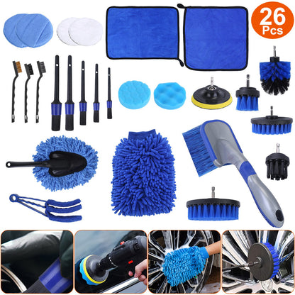 Car Detailing Brush Kit - 26 Piece Complete Cleaning Set