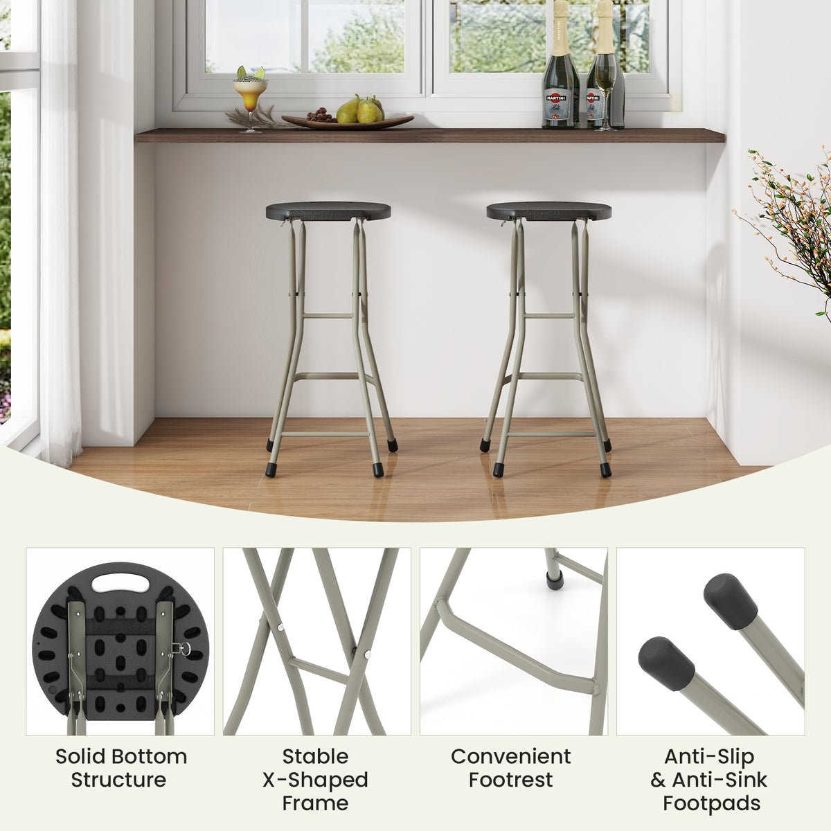 28" Folding Stool with 330 lbs Capacity