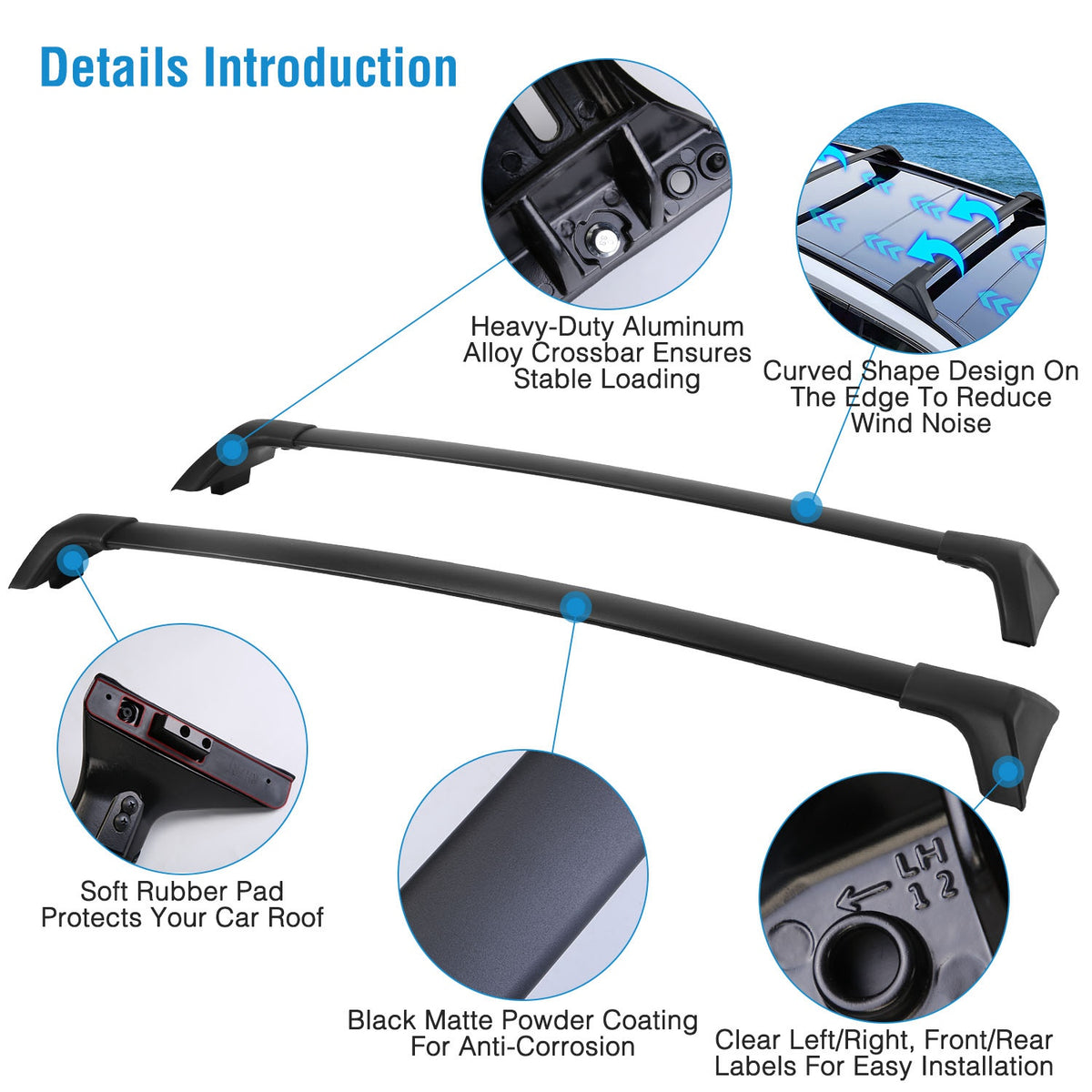 Roof Rack Cross Bars for Toyota RAV4 2019-2024 - 330 lbs Capacity