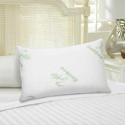 Memory Foam Pillow Set with Bamboo Cover - Queen Size (2-Pack)