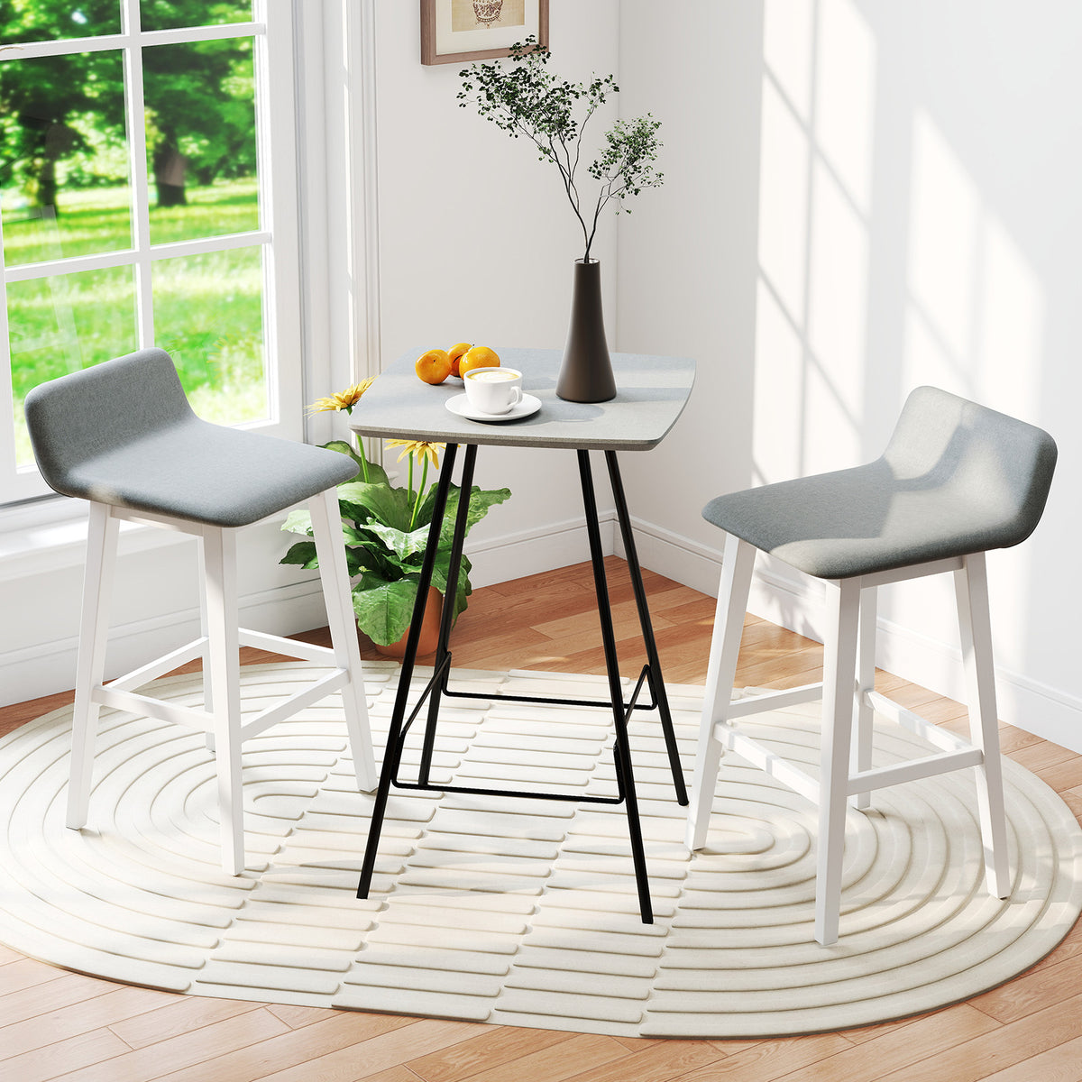 29-Inch Padded Bar Stool with Low Back and Wood Legs