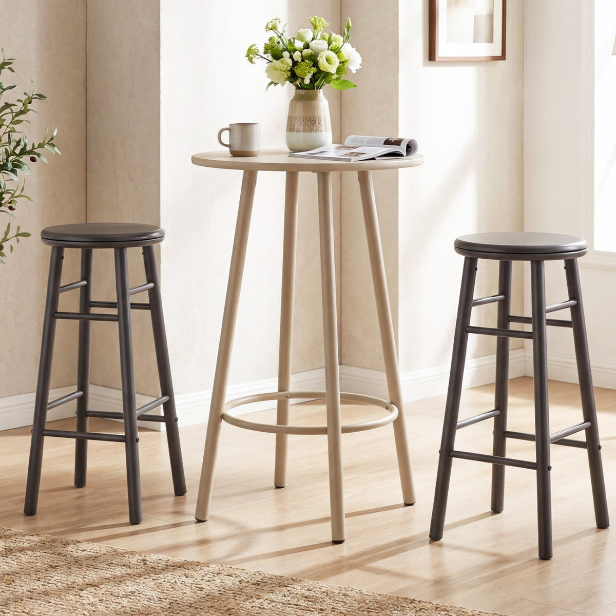 29" Swivel Bar Stools Set of 2 with Footrests