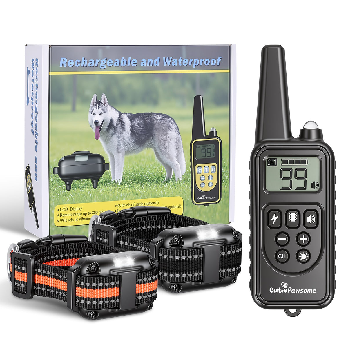 Dog Training Collar Receiver with Adjustable Belt IP67 Waterproof