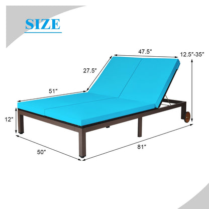 2-Person Patio Lounge Chair with Adjustable Backrest