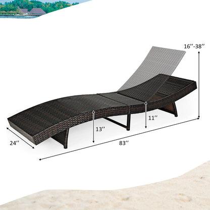 Folding Chaise Lounge with 5-Position Adjustable Backrest