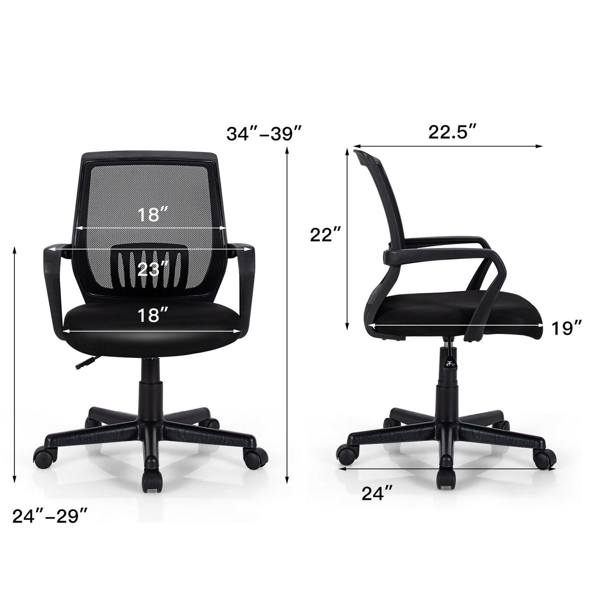 Mid-Back Mesh Office Chair with Lumbar Support