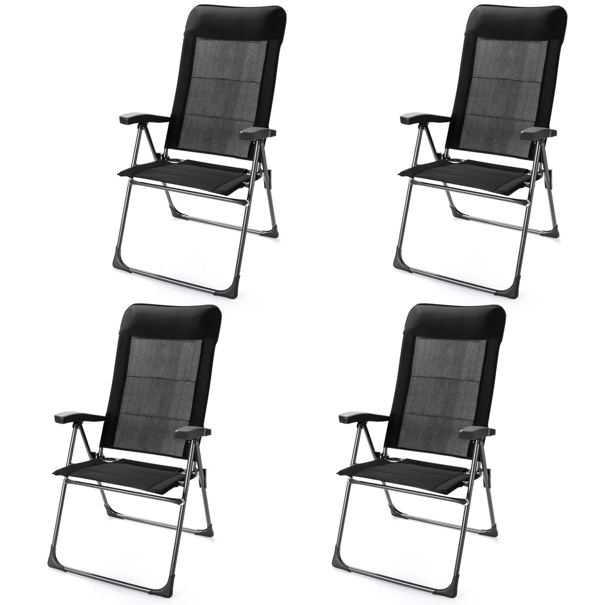 Folding Patio Dining Chairs Set of 2 with Adjustable Backrest