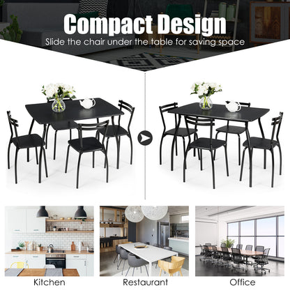 5-Piece Dining Table Set with 4 Chairs and Steel Frame