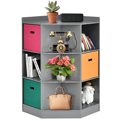 3-Tier Kids Storage Shelf Corner Cabinet with 3 Baskets