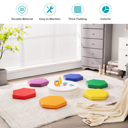 Hexagon Toddler Floor Cushions with Handles, 6-Piece Set