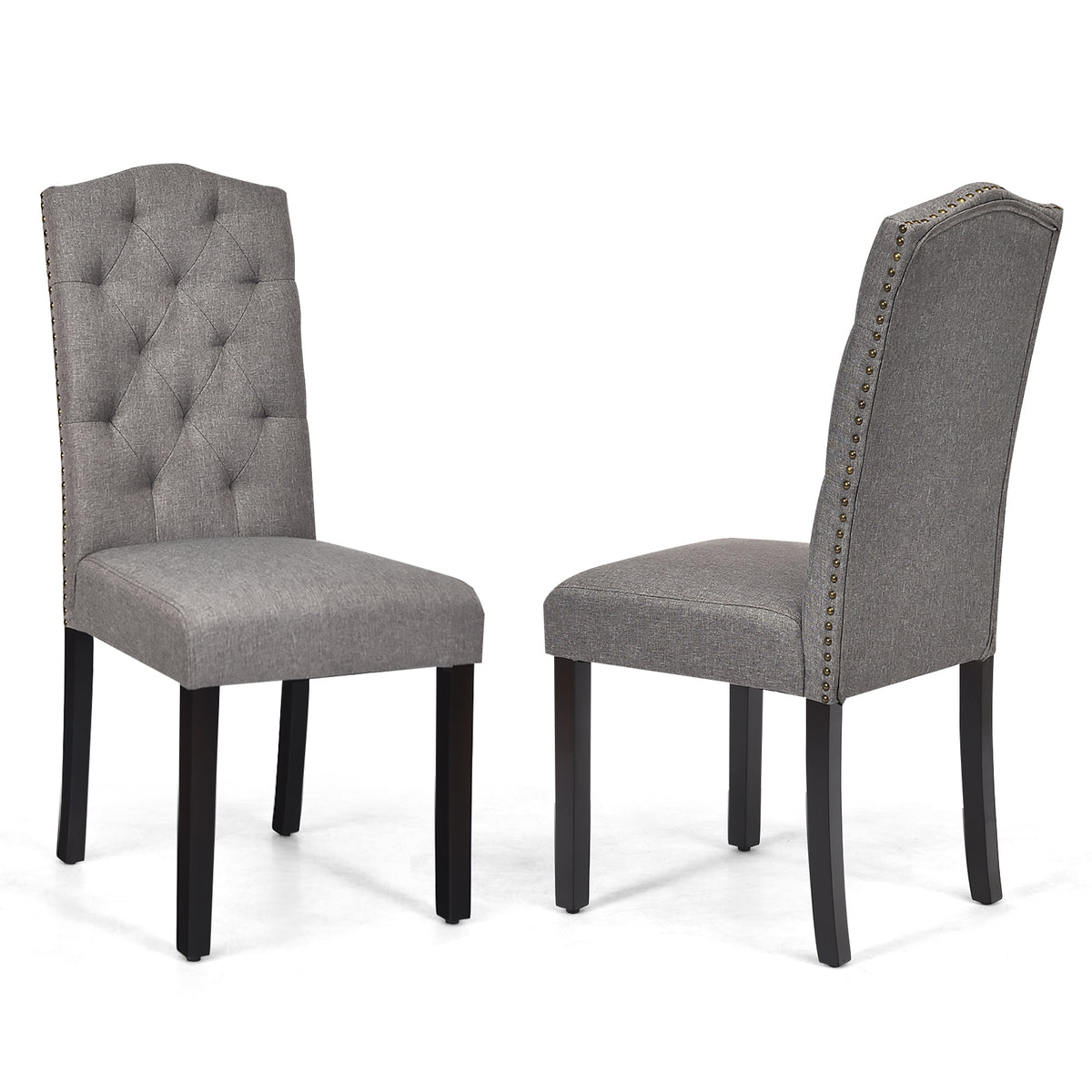 Tufted Upholstered Dining Chairs Set of 2 - Gray