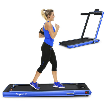 2-in-1 Folding Treadmill with Dual Display and Remote Control
