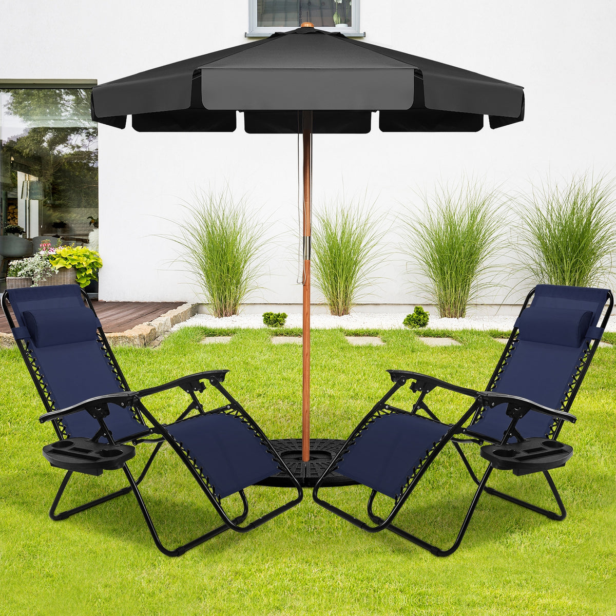 Zero Gravity Folding Lounge Chair Set of 2 with Pillow