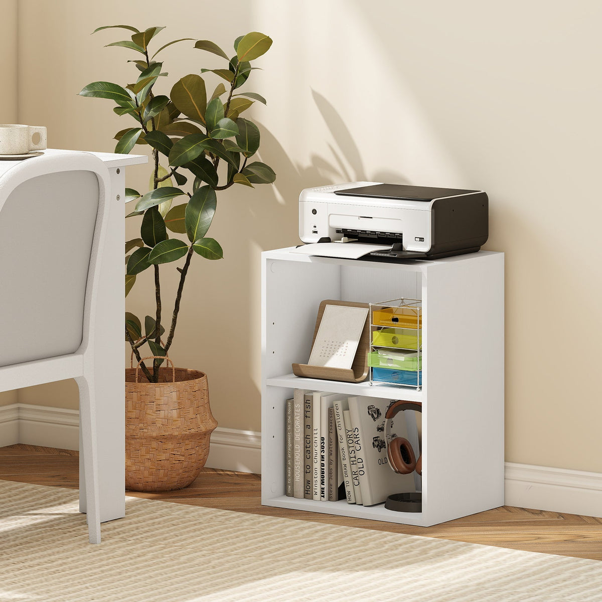 2-Cube Bookcase Set of 2 Floor Standing Open Bookshelf w/ 5-Position Adjustable Shelf